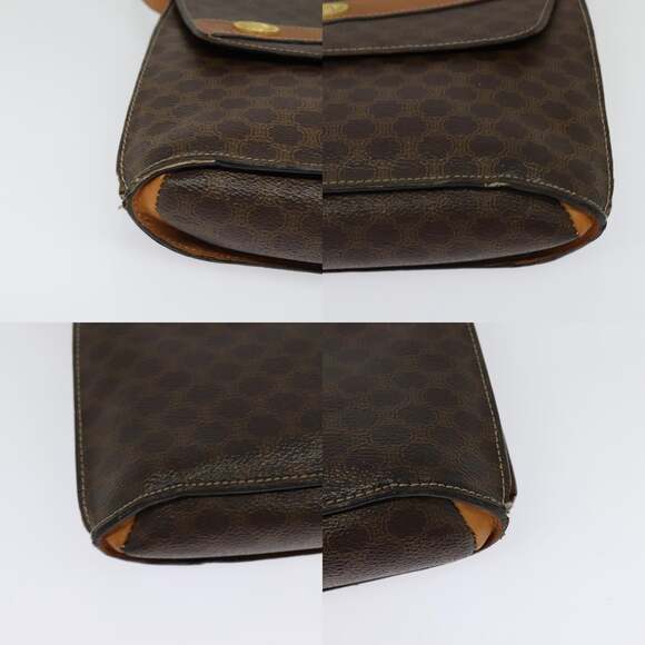 CELINE Macadam Canvas Shoulder Bag Pvc Leather Brown Gold - Picture 10 of 12